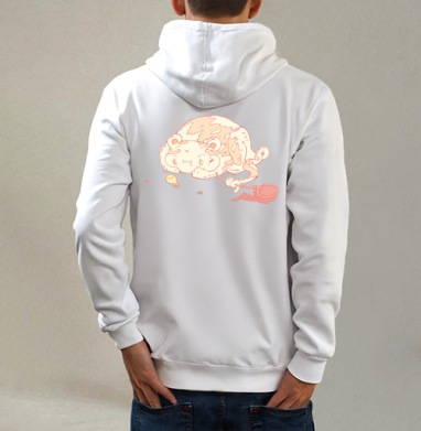 Конфетная игра, Толстовка на молнии, печать на спине. муж. белая v3 320гр