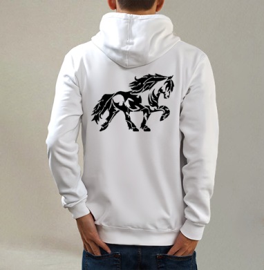 огненный конъ, Толстовка на молнии, печать на спине. муж. белая v3 320гр