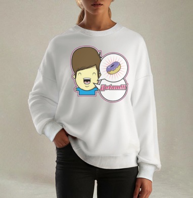 Пончик, Свитшот оверсайз белый женский