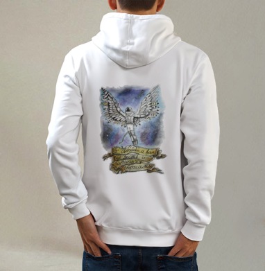 Космонавт, Толстовка на молнии, печать на спине. муж. белая v3 320гр