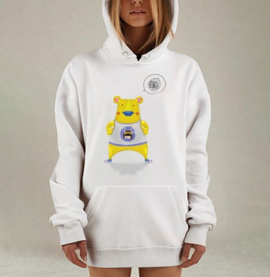 Милый медведь, Hoodie Mjhigh Dig, оверсайз, утепленная