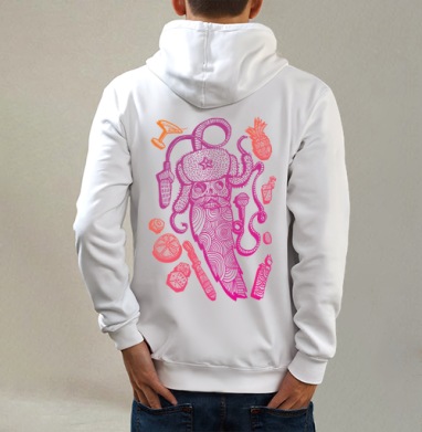 OLD SKULL / Старый череп, Толстовка на молнии, печать на спине. муж. белая v3 320гр