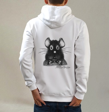 сказочная морда2, Толстовка на молнии, печать на спине. муж. белая v3 320гр