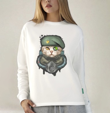 Кот Войны, Футболка лонгслив женская белая