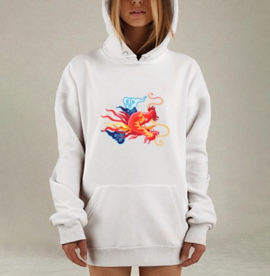 Красные драконы, Hoodie Mjhigh Dig, оверсайз, утепленная