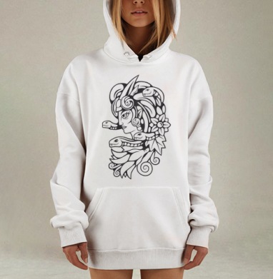 Мифологическая Медуза Горгона с змеями на голове, Hoodie Mjhigh Dig, оверсайз, утепленная
