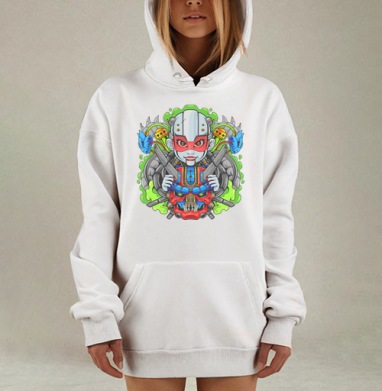 Киберпанк девушка с маской и оружием киберпанк девушка с, Hoodie Mjhigh Dig, оверсайз, утепленная