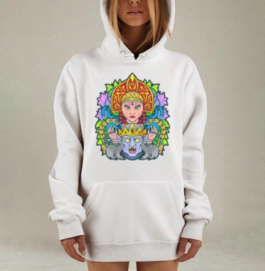 Властная женщина с коронованным демоном битва русских сказок, Hoodie Mjhigh Dig, оверсайз, утепленная
