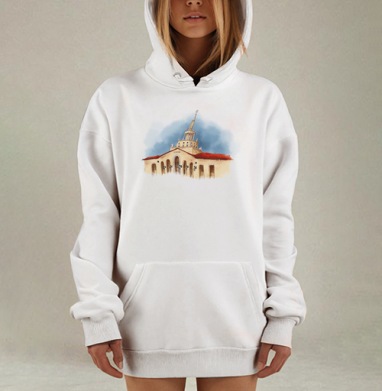 Красная крыша Сочи на фоне голубого неба Сочи, Hoodie Mjhigh Dig, оверсайз, утепленная