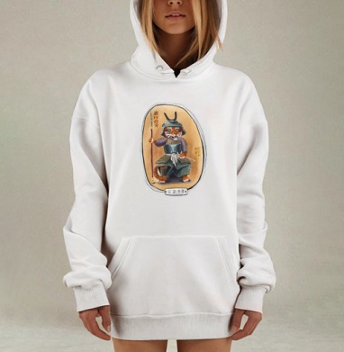 Тигрица-Самурай в стиле Укиё-э – Женская сила и честь, Hoodie Mjhigh Dig, оверсайз, утепленная