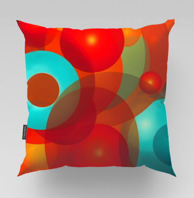 Яркая композиция Абстрактные Цветные Сферы / Abstract Colorful Spheres, Подушка велюр плюшевая 45х45