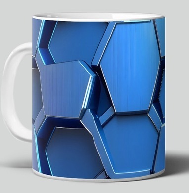 Futuristic Digital Abstract – Синий металлический шестигранник - Магазин футболок RazzhivinaKs - Дизайнерские принты