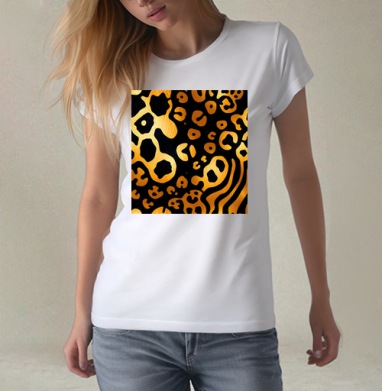 Golden Leopard Pattern / Золотой леопардовый узор для вашего дома, Футболка женская белая 180гр
