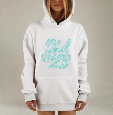 Бирюзовый листопад, Hoodie Mjhigh Dig, оверсайз, утепленная