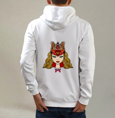 Море Любви, Толстовка на молнии, печать на спине. муж. белая v3 320гр