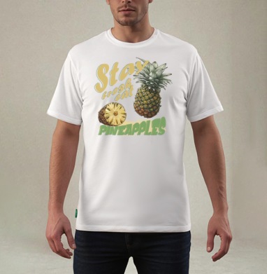 Свежий ананас с натуральной текстурой и надписями pineapples, Футболка мужская REGULAR белая