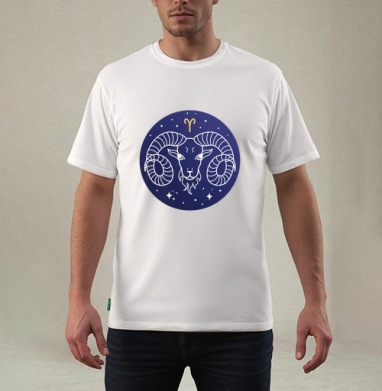 Знак зодиака Овен символ силы энергии, Футболка мужская REGULAR белая