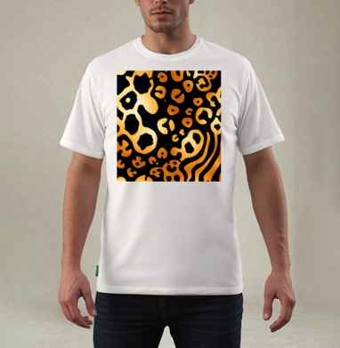 Golden Leopard Pattern / Золотой леопардовый узор для вашего дома, Футболка мужская REGULAR белая