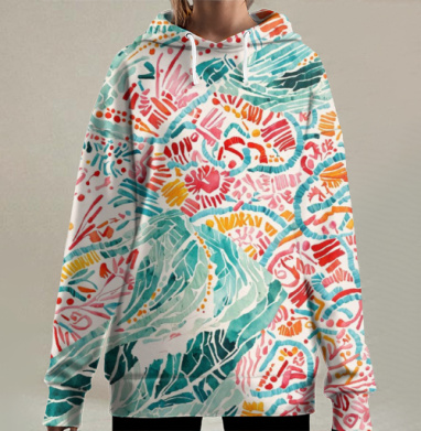 Абстракция. Лес, Hoodie Long Oversize 3D