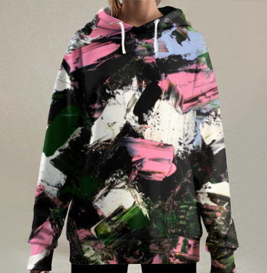 Динамичный импасто абстрактный экспрессионизм, Hoodie Long Oversize 3D