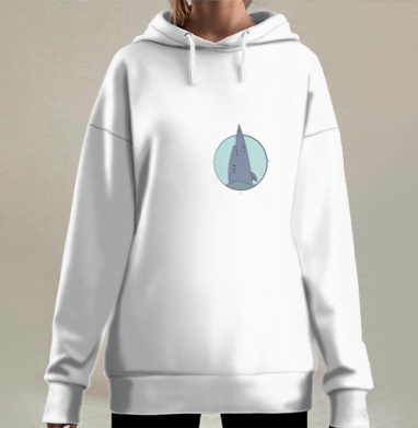 Целеустремленная серая акула плывет к цели, Hoodie Long Oversize 3D