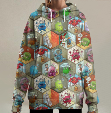 Монстры и учёные: запасная реальность в сотах, Hoodie Long Oversize 3D