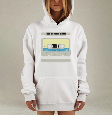 Ретро аудиокассета ностальгия аналоговый звук, Hoodie Mjhigh Dig, оверсайз, утепленная