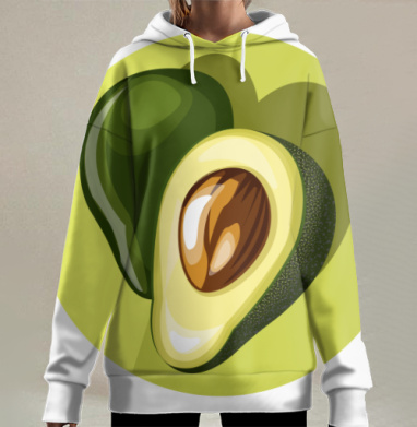 Свежий авокадо натуральный лето отпуск, Hoodie Long Oversize 3D