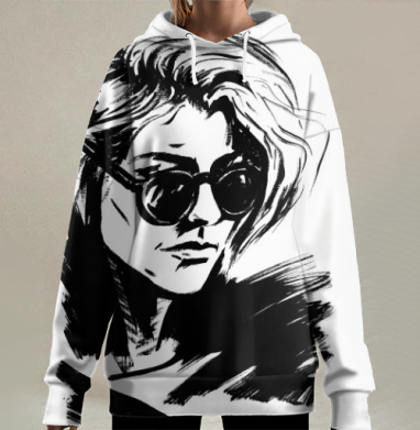 Блэк-н-уайт лэйди, Hoodie Long Oversize 3D
