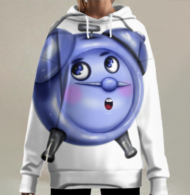 Будильник с удивленным лицом синий будильник часы 3 слова, Hoodie Long Oversize 3D