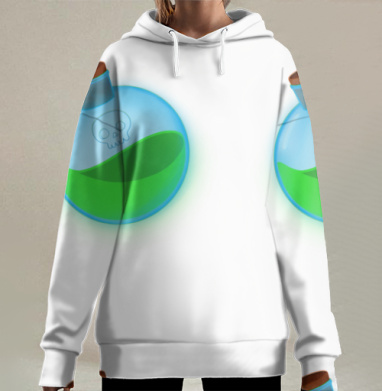 Колба с зеленой жидкостью и черепом на фоне, Hoodie Long Oversize 3D