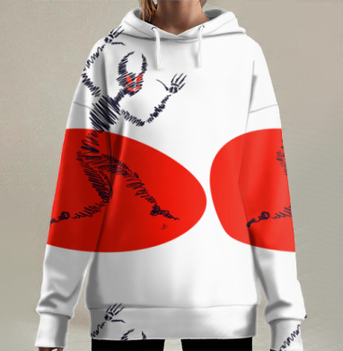 Танцующий чертенок с энергией радостного движения, Hoodie Long Oversize 3D