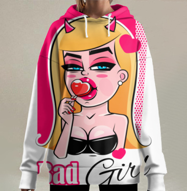 Дерзкая девушка с леденцом и рогами Bad Girl - Магазин футболок iaroslavb