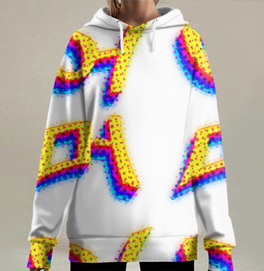 Объёмные яркие буквы с точками и тенями для футболки, Hoodie Long Oversize 3D