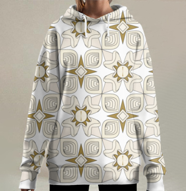 Геометрический узор абстрактные формы орнамент из звезд, Hoodie Long Oversize 3D
