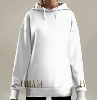 Золотая надпись EMBA 34 на сером фоне для своих, Hoodie Long Oversize 3D