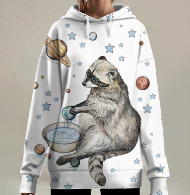 Енот-космический хранитель планеты, Hoodie Long Oversize 3D