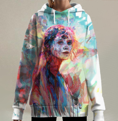 Женский портрет с тремя глазами глубокое восприятие мира, Hoodie Long Oversize 3D