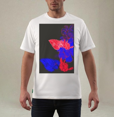 Floral print / Цветочный принт, Футболка мужская REGULAR белая