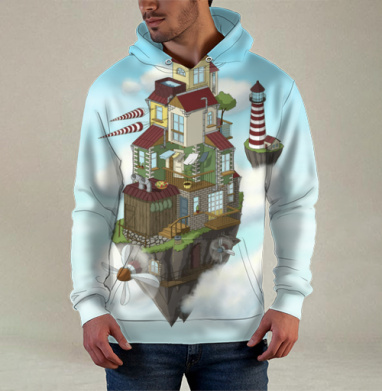 Flying house, Худи / Мужская / С карманом / 3D