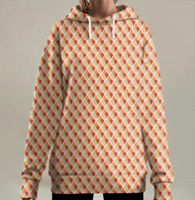 Lattice Pattern - Геометрический узор сетка создаст стильный теплый декор, Hoodie Long Oversize 3D