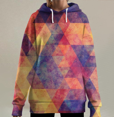 Абстрактный калейдоскоп геометрии и цвета, Hoodie Long Oversize 3D