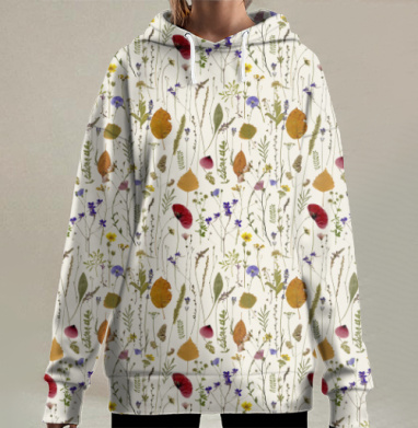 Гербарий, Hoodie Long Oversize 3D