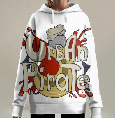 Городской пират на черном фоне Urban Pirate, Hoodie Long Oversize 3D