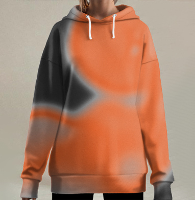 Энергичные текучие линии создают мягкое Абстрактное оранжевое сияние, Hoodie Long Oversize 3D