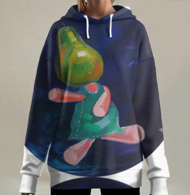 Кукла с головой груши в зелёном платье прыгает игрушка, Hoodie Long Oversize 3D