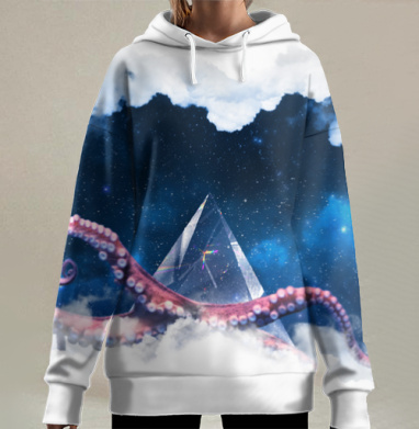Космический осминог, Hoodie Long Oversize 3D