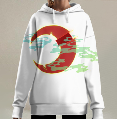 Разрушающийся красный круг с дымом красная ночь, Hoodie Long Oversize 3D