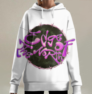 Edge of the North яркий стиль жидкие буквы, Hoodie Long Oversize 3D