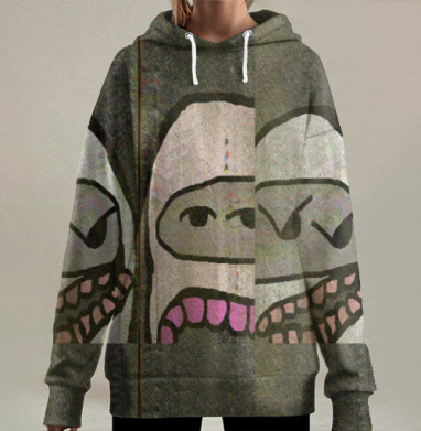 Саркастический спор двух персонажей с иронией сцены, Hoodie Long Oversize 3D